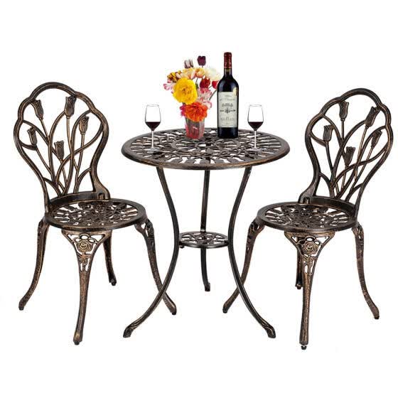 Shop Antique Cast Aluminum 3 Piece Outdoor Bistro Set Patio