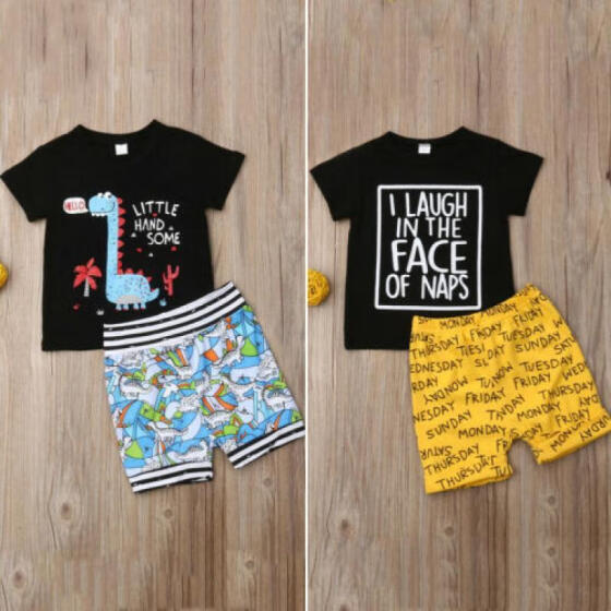CA Infant Kids Baby Boys Tops T-shirt Dinosaur Pants Shorts Outfits Clothes 1-6Y