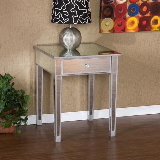 Mirrored Nightstand Accent End Table With 1 Drawers For Mirrored Nightstand Accent End