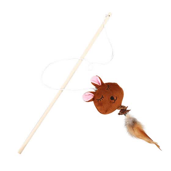 cat toy mouse on stick
