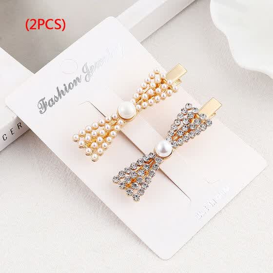 Shop 2pcs Set Koreanbow Hair Clip Beads Barrette Stick Hairpin