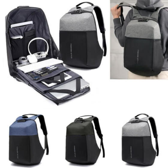 Anti-theft Mens USB with Charger Port Backpack Laptop Notebook Travel School Bag
