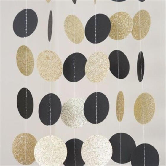 Gold Silver Glitter Circle Dots Paper Garland Party Home Decoration Banner 10 Ft