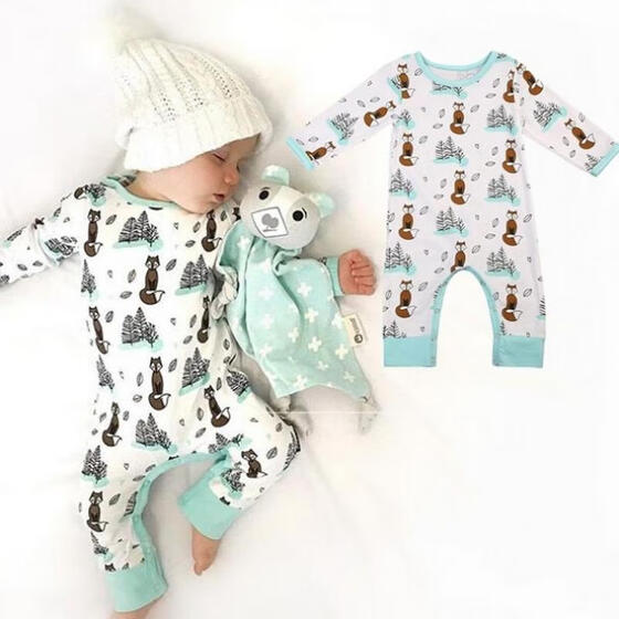 Newborn Infant Baby Boy Girl Fox Cotton Bodysuit Romper Jumpsuit Clothes Outfits