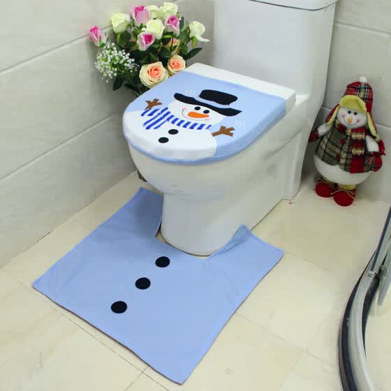 Shop 2pcs Set Christmas Decoration Christmas Snowman Toilet Seat