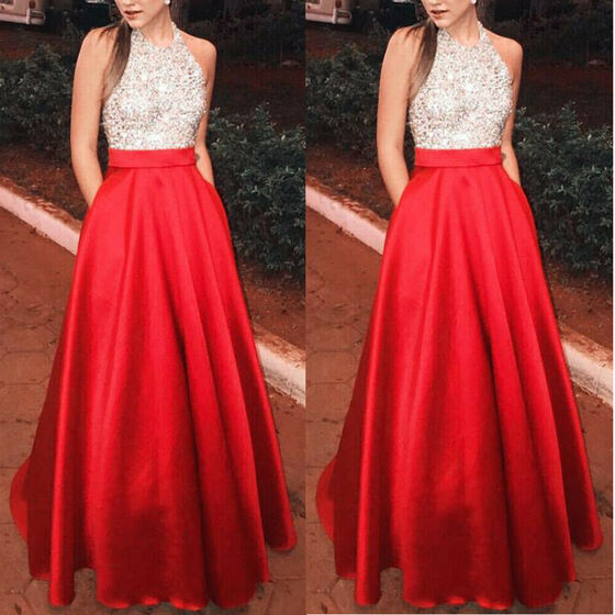 Women Formal Long Chiffon Cocktail Ball Gown Wedding Bridesmaid Evening Dress H