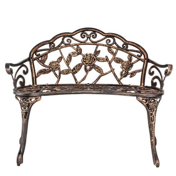 Shop Outdoor Patio Park Bench Courtyard Leisure Rose Cast Aluminum