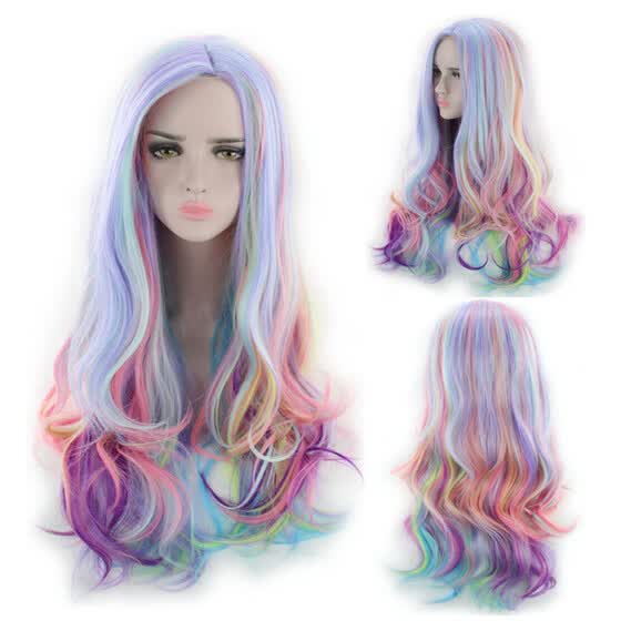 Shop Follure Long Curly Multi Color Charming Full Wigs For