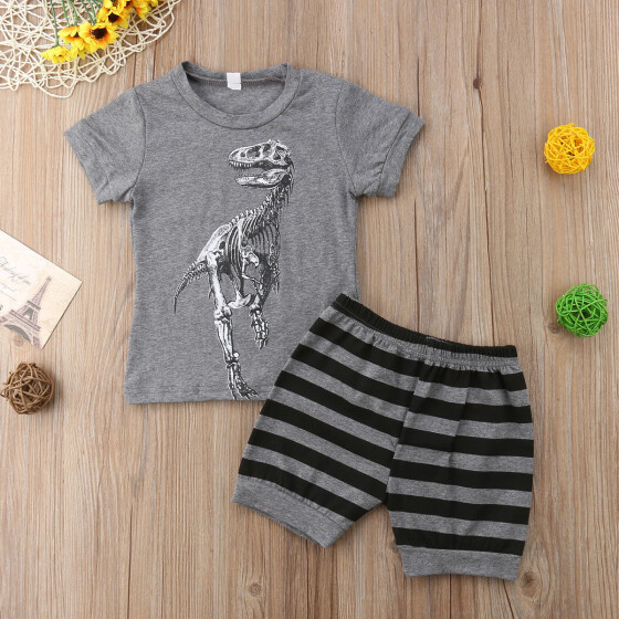 Green,2Y//90 JYC//Exclusive Toddler Baby Boys Kids Dinosaur Tops T-Shirt Tee Short Pants Casual Outfits Set