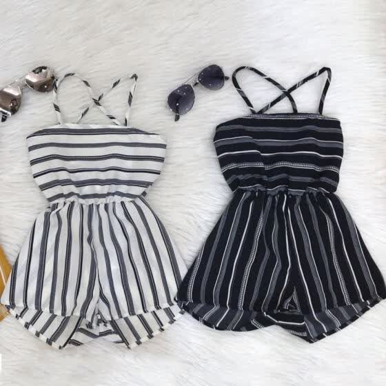 striped rompers and jumpsuits