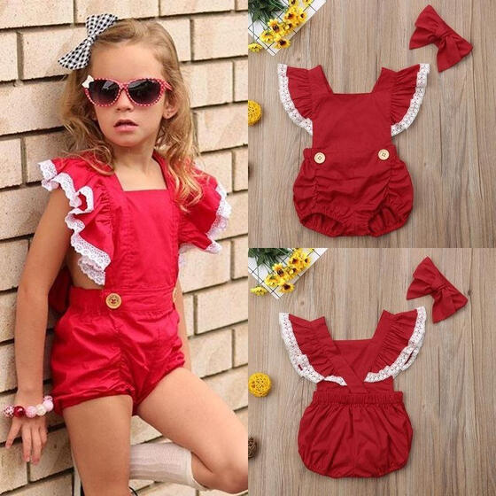 Newborn Baby Girl Short Sleeve Romper Bodysuit Dress Outfits Backless Clothes