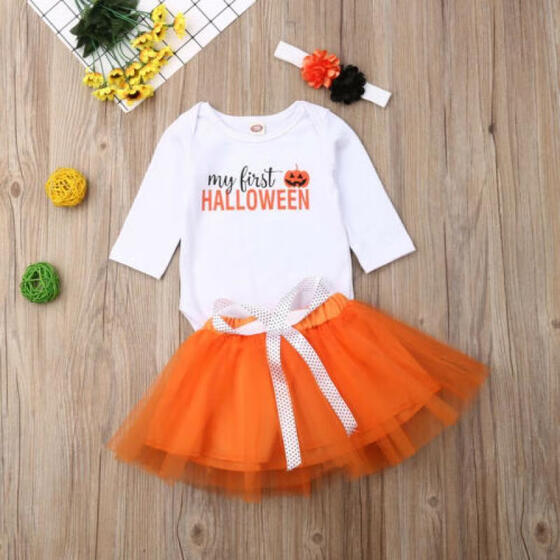 US Newborn Kid Baby Girl Clothes Yellow Romper Floral Skirts Summer Outfits Set