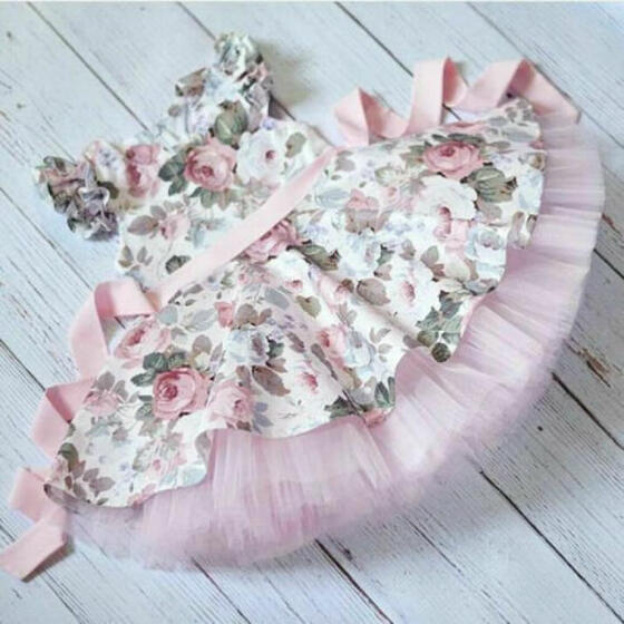Newborn Infant Baby Girl Flower Princess Lace Party Wedding Tulle Dress Sundress