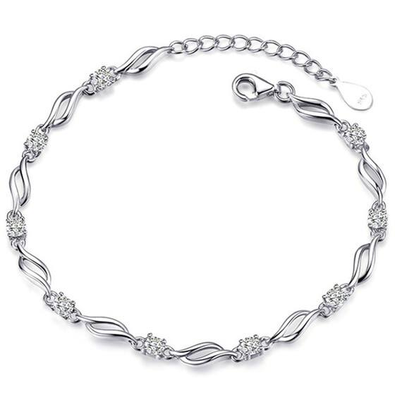 Women Crystal Zircon Bracelet Bangle Wedding Bridal Wristband Charm Jewelry Gift