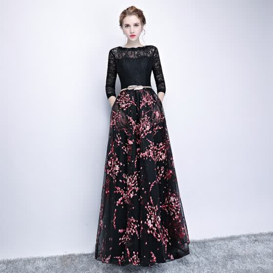 Vintage Prom Dresses Lace Half Sleeve