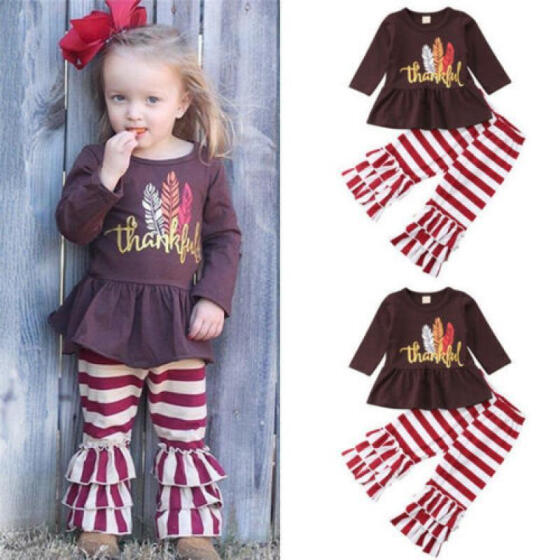 US Newborn Baby Girls Tops T-shirt Pants Leggings Thanksgiving Outfits Clothes