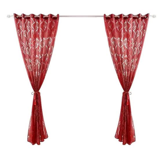 Nordic Semi-Shading Cloth Curtain Simple Brief Leaf Printed Sheer Tulle 1 Piece