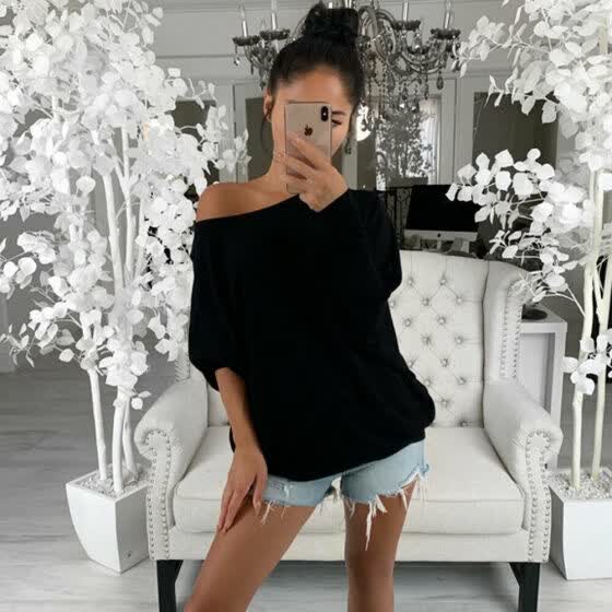 off the shoulder baggy shirt