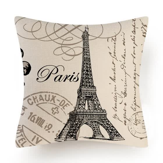 Shop Paris Eiffel Tower Stamp Home Decorative Pillow Case Sofa