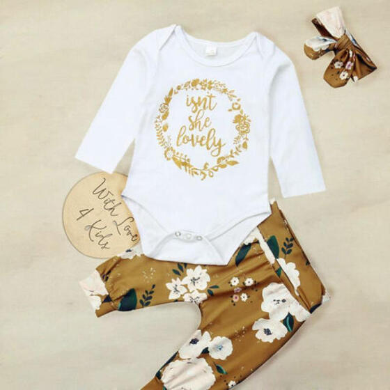 2PCS Newborn Infant Baby Girls Floral Romper Bodysuit+Socks Outfits Set Clothes