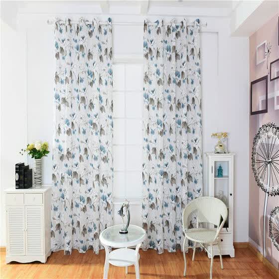 Shop Floral Printed Sheer Voile Tulle Drapes Living Room Bedroom