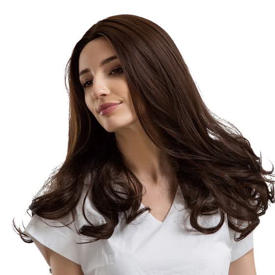 Shop Follure Fashion Brown Middle Parting Long Curly Hair