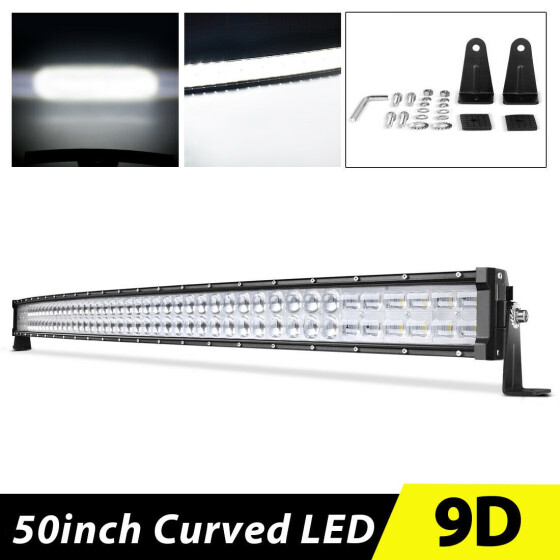 Curved 288W 50inch LED Light Bar Flood Spot Combo Offroad Truck Roof Driving 52"