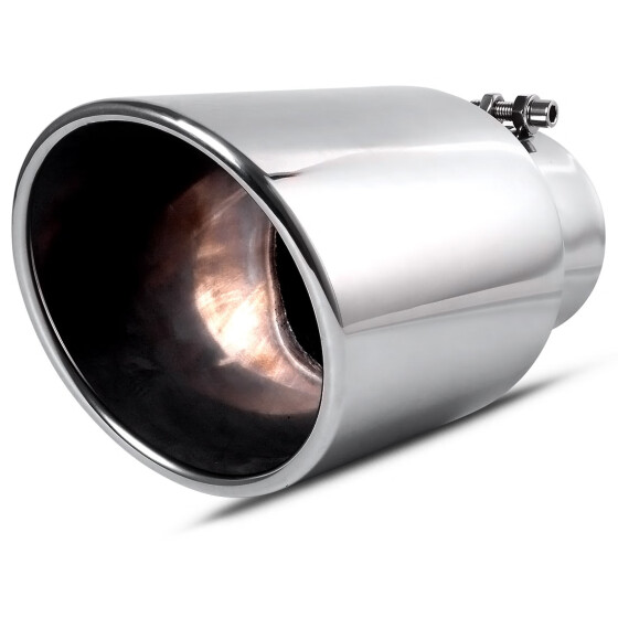 Polished Stainless Steel Exhaust Tip 5/" Inlet 6/" Outlet 12/" Long