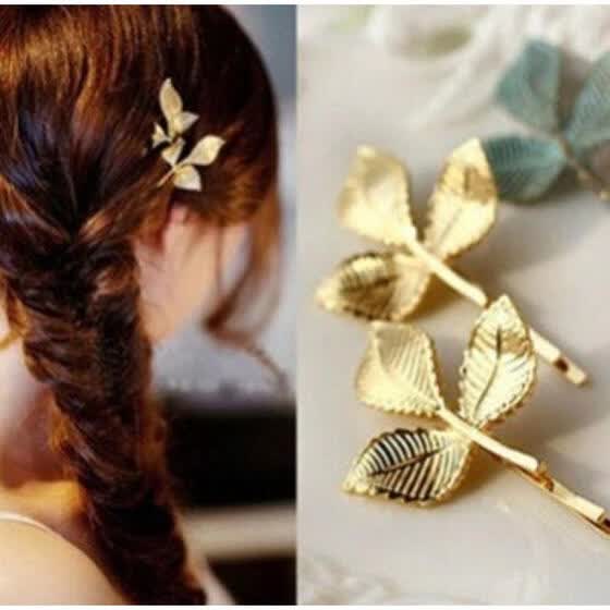 Shop New Cute Lady Girl Retro Hairpin 3d Leaf Hair Clip Wedding