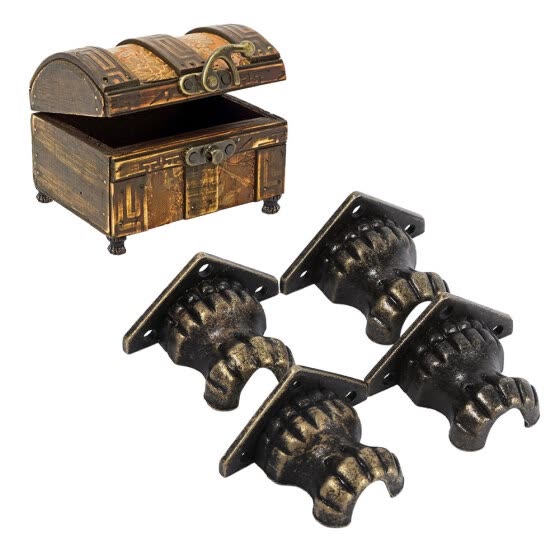 Shop 4pcs Antique Brass Jewelry Chest Wood Box Decorative Feet Leg