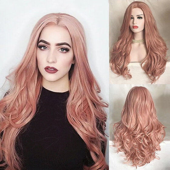 Shop Follure 70cm Sexy Natural Wave Pink Party Wigs Long