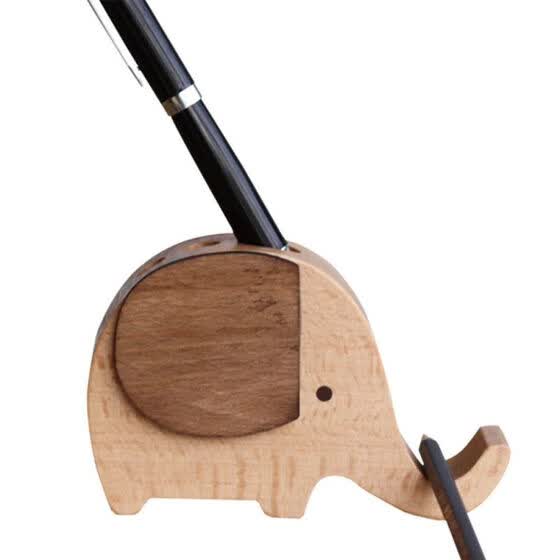 Wood Desktop Elephant Shape Wooden Pen Cup Holder Desk Wood Desktop Elephant Shape Wooden Pen