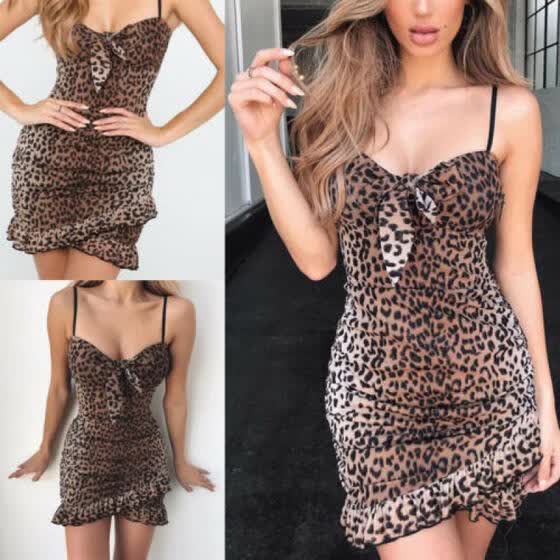 Shop Sexy Women One Piece Leopard Dress Bodycon Midi Dress Evening Party Dresses Online From Best On Jd Com Global Site Joybuy Com