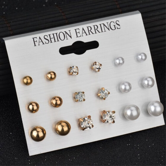 New Pearl Earrings Silver Vintage Stud Earring
