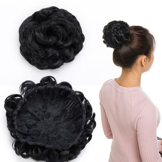 Shop Messy Hair Bun Chignons Synthetic Hair Extensions Wavy Updo