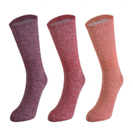 Shop 3 Pairs Of Mixed Color Women Cotton Socks Pure Color