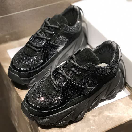 girls black sequin shoes