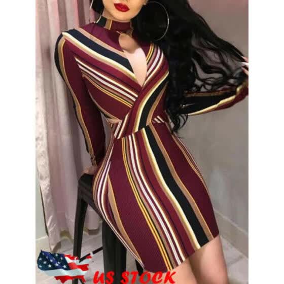 colorful striped bodycon dress
