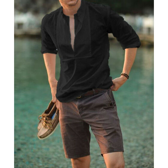 BYWX-Men Summer Short Sleeve Plaid Cotton Slim Fit Tee Polo Shirt