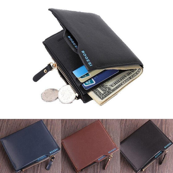 Men Leather Long Wallet Bifold ID Card Holder Billfold Clutch Purse Zip Pocket