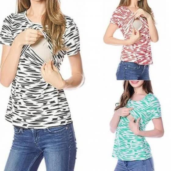 Shop Loose Casual Fashion Pregnant Women Blouse Ladies Short