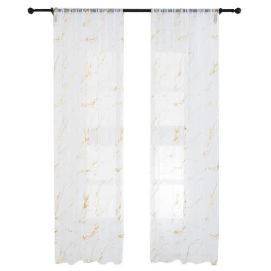 Shop Sheer Curtains Marble Print Window Screen Curtains For Living