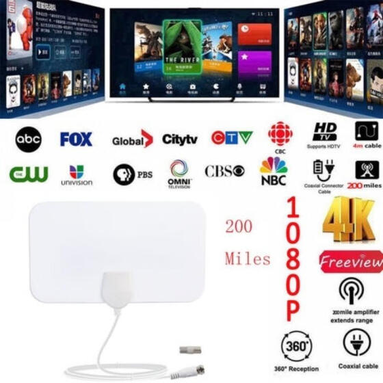 New 4K Digital Cable TV Skywire Antenna Range 16ft HD Coax 200 Mile Indoor 1080P