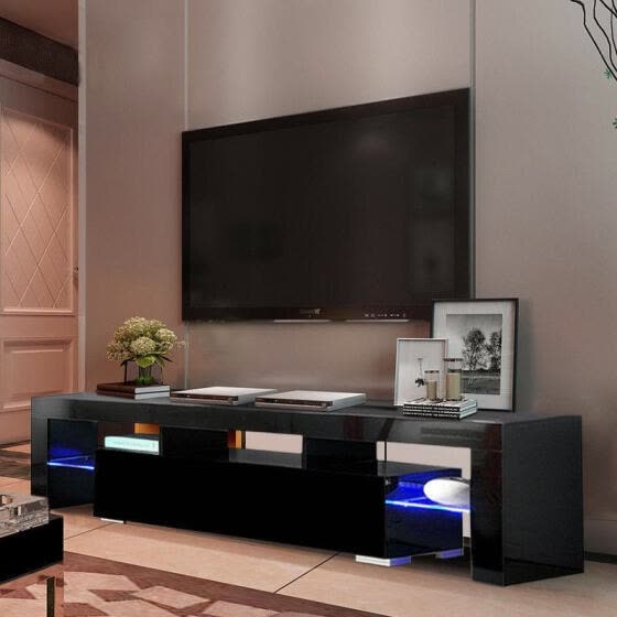 Shop High Gloss Tv Stand Unit Cabinet Console Furniture W Led