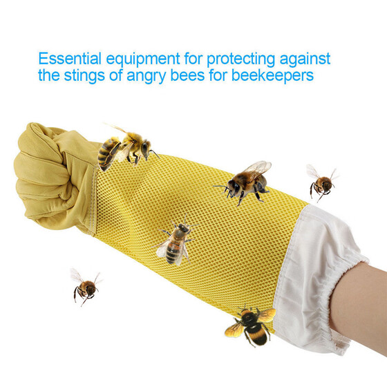 Pair Of Beekeeping Gloves Goatskin Bee Keeping with Vented Beekeeper Long Sleeve