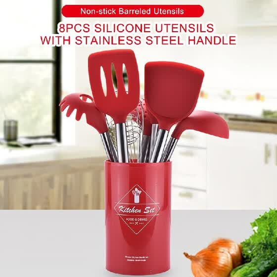 Shop Kitchen Utensils Set 8pcs Silicone Non Stick Barreled Cooking