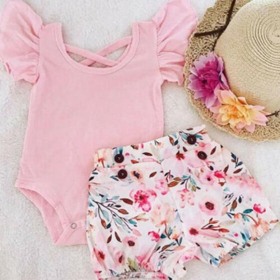 Newborn Kid Baby Girls Floral Clothes Jumpsuit Romper Bodysuit Tops Pants Outfit