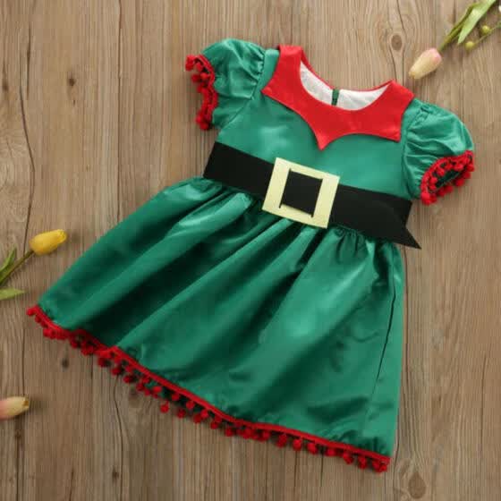 baby girl green christmas dress