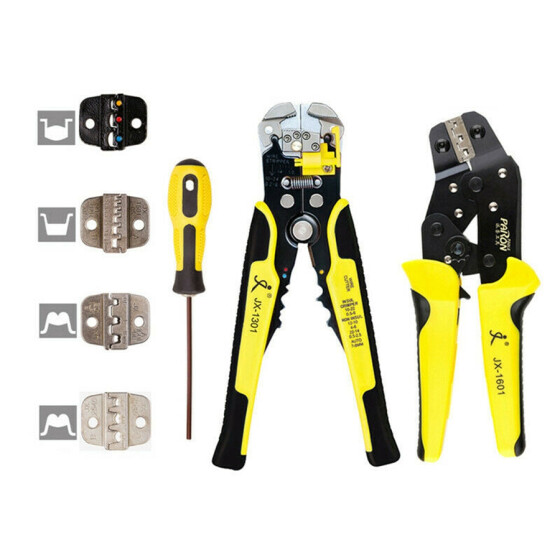 0.25-2.5mm² 4in1 Crimper Clamp Tool Wire Ratchet Crimping Pliers Terminal Set