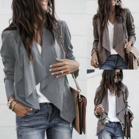 Women Slim OL Suit Casual Blazer Jacket Coat Outwear Ladies Long Sleeve Cardigan